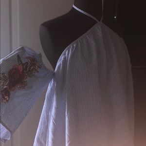 Off the shoulder floral embroidered top